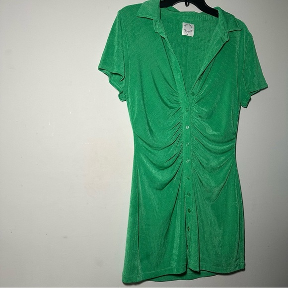 With Jean Alexa Green Button Down Mini Dress Size Medium - Picture 5 of 15